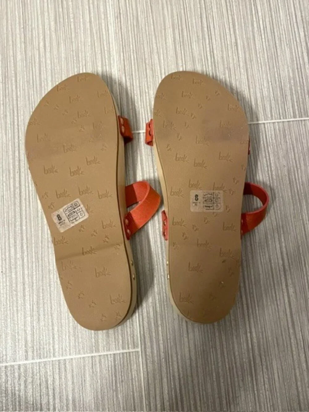 NEW Beek Dipper Double Band Slip On Leather Sandals Red Size 8